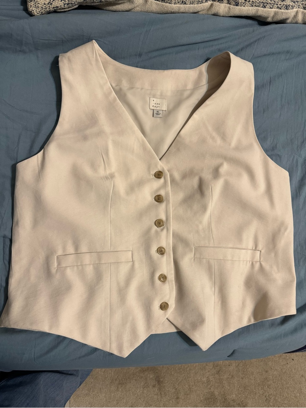 “A New Day” Light Cream Button-Front Vest - Women